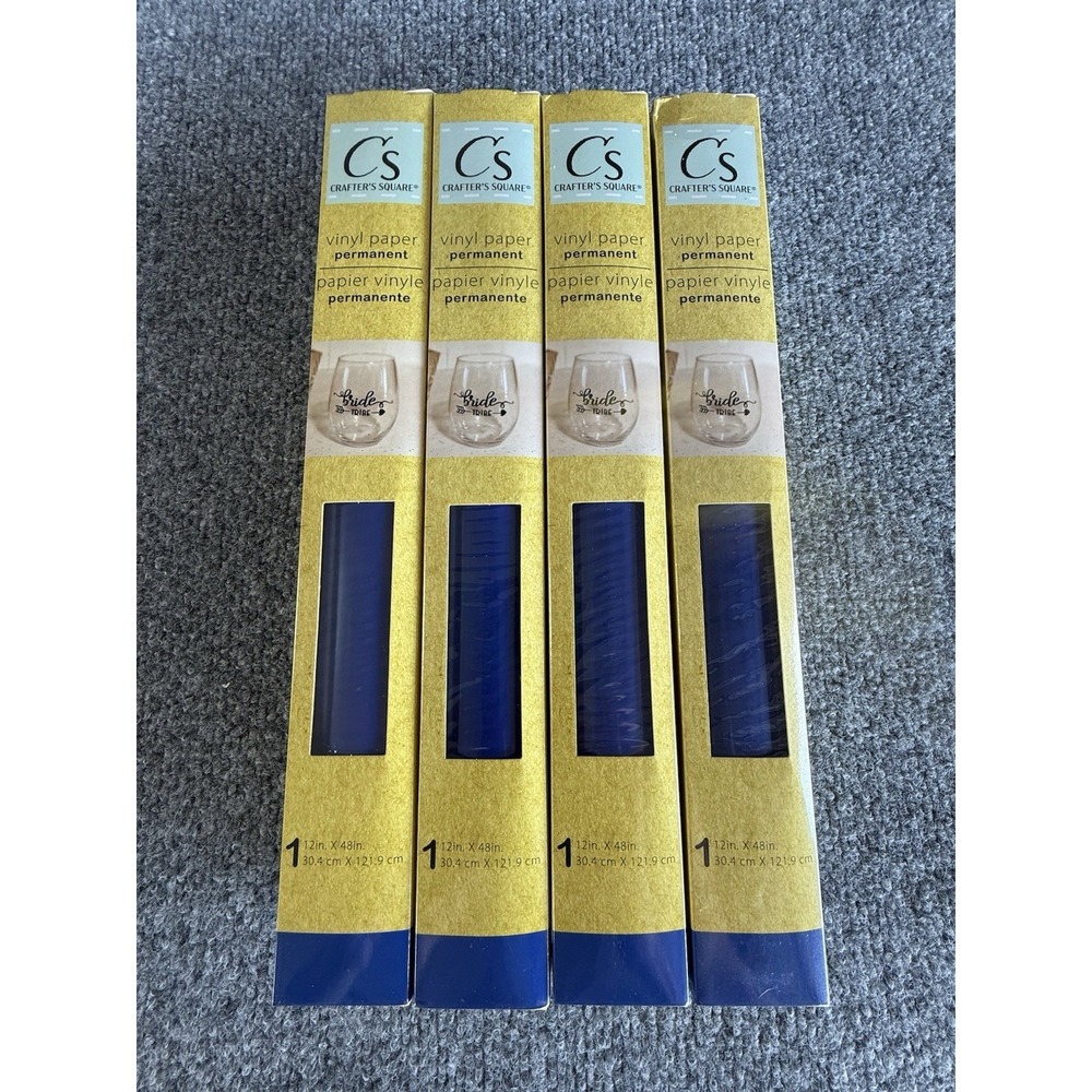 Crafters Square Permanent Vinyl‎ Paper Royal Blue Glossy 12x48 Inch 4 Rolls Bulk